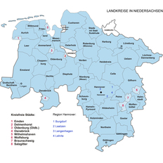 Karte der Landkreise in Niedersachsen