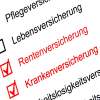 Angehaktes Kästchen "Rentenversicherung" und "Krankenversicherung"