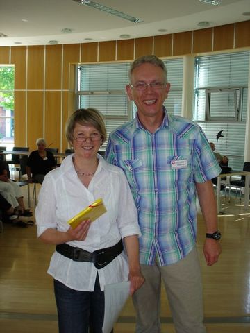 Gabriele Kuptz (Landkreis Verden) und Anselm Bajus (Landessozialamt) bilden das Team in der Sprachheilberatung am Standort Verden. Sie freuen sich über die positive Resonanz auf den Vortrag.