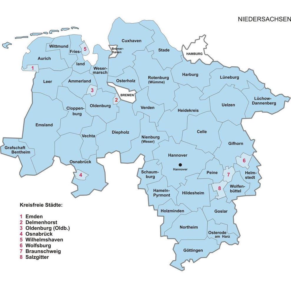 Niedersachsen-Karte