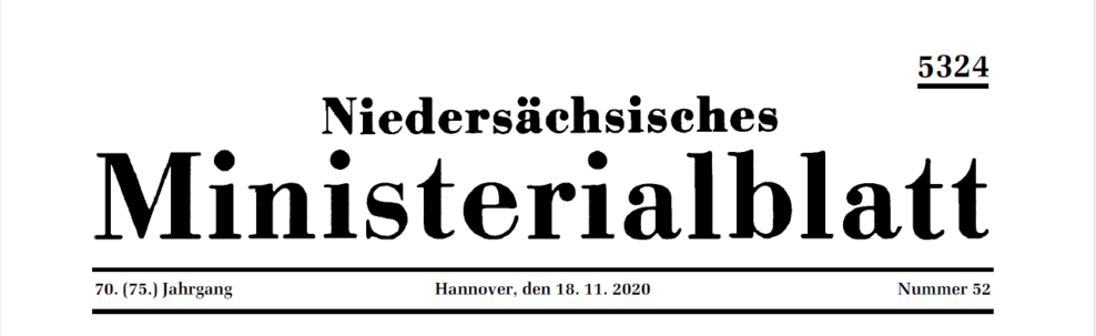 Titelüberschrift Niedersächsisches Ministerialblatt