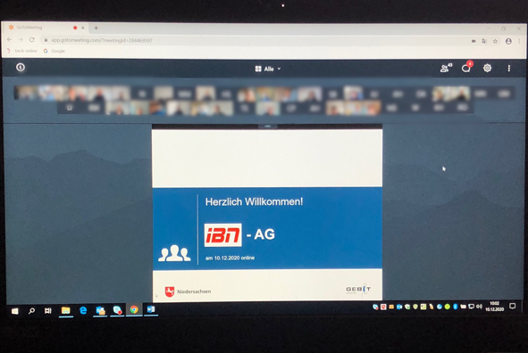 Foto vom Bildschirm zu Beginn einer IBN online-Konferenz