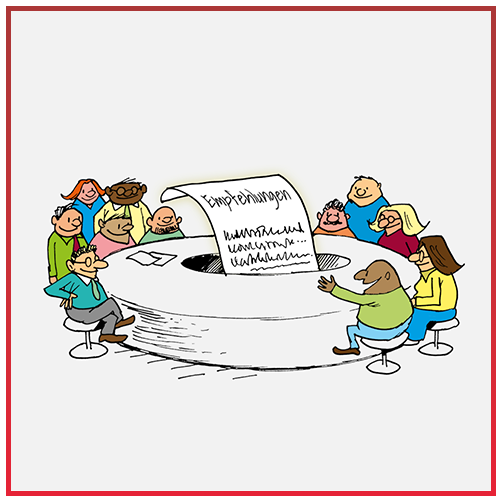 Mehrere Menschen an einem Tisch