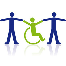 Rollstuhlfahrer, Hände halten, Gesellschaft, UN-BRK, UN-Behindertenrechtskonvention